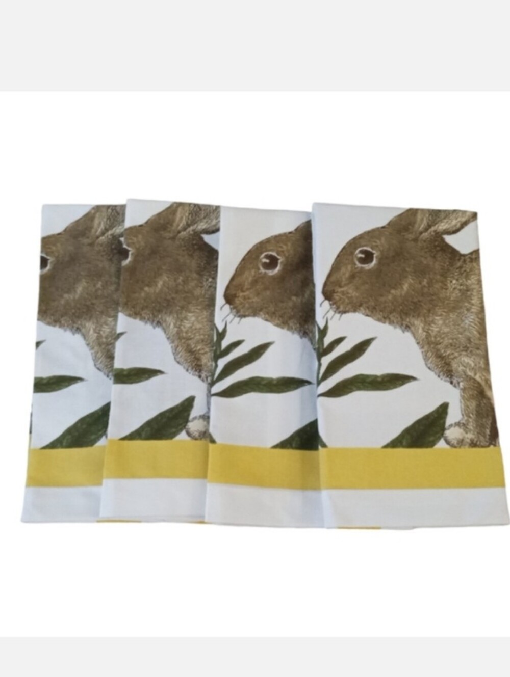 Williams Sonoma Bunny Botanical Dinner Napkins 100% Cotton Set of 4 NIP